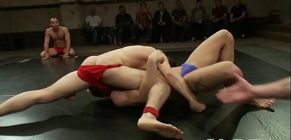  Group wrestling jocks jerking and cocksucking